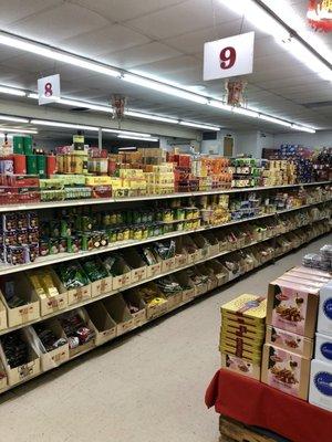 Aisles of dry goods.