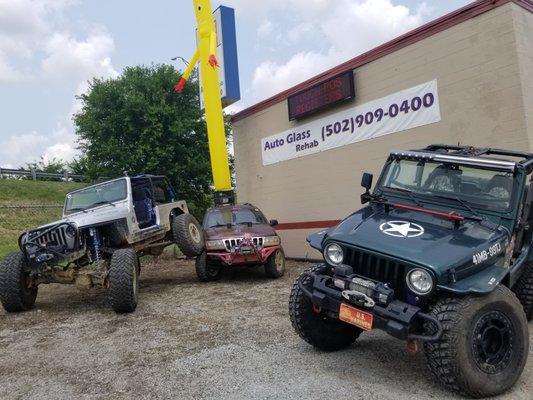 We love jeeps.  Mud tires and a flat windshields tend to make them good customers