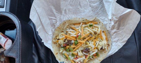 brisket and egg taco