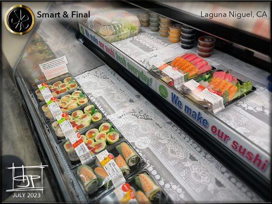 Sushi cold case; made daily.