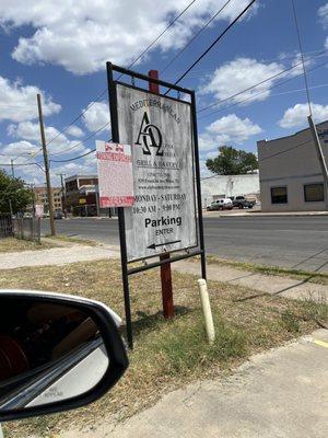 Street signage parking sign