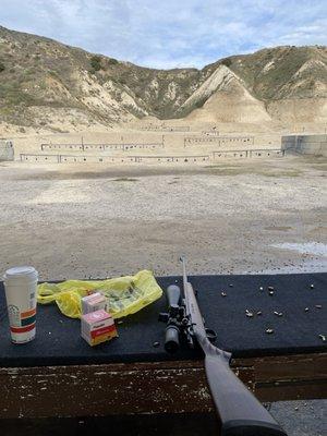 Pistol and rim fire range steels go out to 100 yards. Great off hand practice.