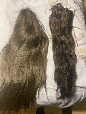 Wig from 6 years ago on left, BRAND NEW Peruvian bundles from AVH on right