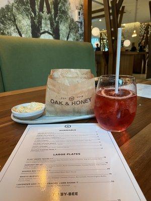 Truffle fries and Blood Orange Spritz