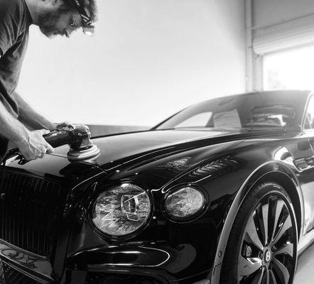 Bentley paint correction, ceramic coating and window tint from Bentley Newport Beach