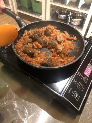 Meatballs in red sauce we made