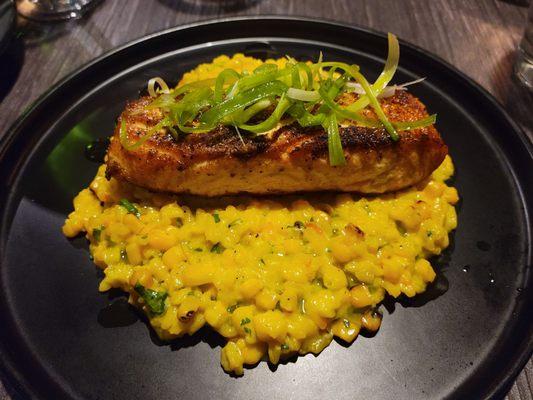 Salmon special on a bed of corn. Very good.