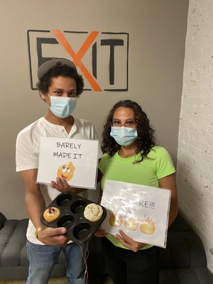 Me and my friend showing we escaped the room