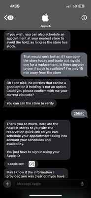 Apple support chat