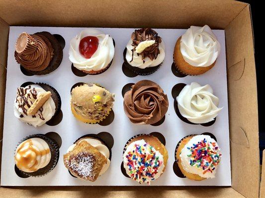 So many flavors of cupcakes and they're always changing.