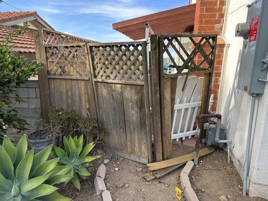 Before: My fence and gate was old and falling down.