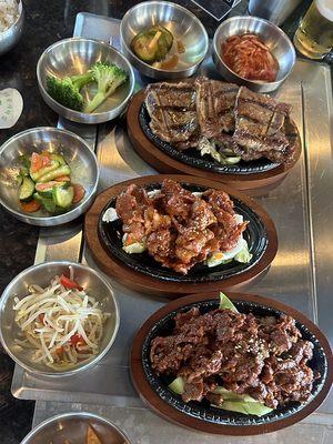 LA Galbi, Dwaeji Spicy Pork, Spicy Bulgogi Beef