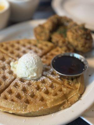 Buttermilk waffle with chicken tenders