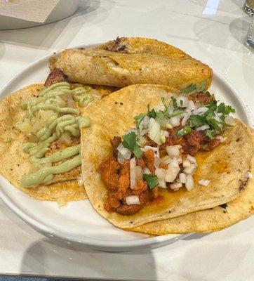 Salmon, pork, and shrimp tacos.  Pork was my favorite, so delicious, shrimp was very good too.