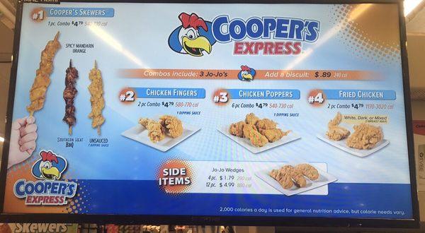 Menu #2 for Cooper's Chicken