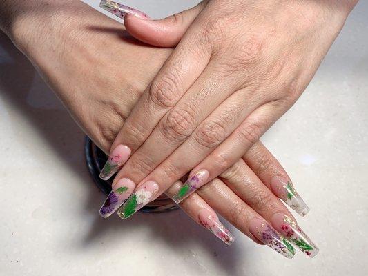 Full set encapsulated acrylic nails