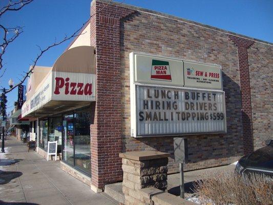 Outside of the restaurant, view looking northwest.