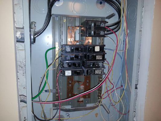 Unprofessional wiring at electric panel system should be checked by a licensed electrician prior to closing.