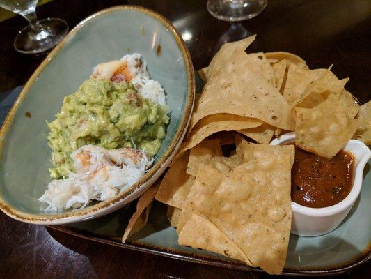 Avocado and crab chips, delish to share for 3.