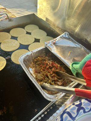 Handmade tortillas and a veggie option