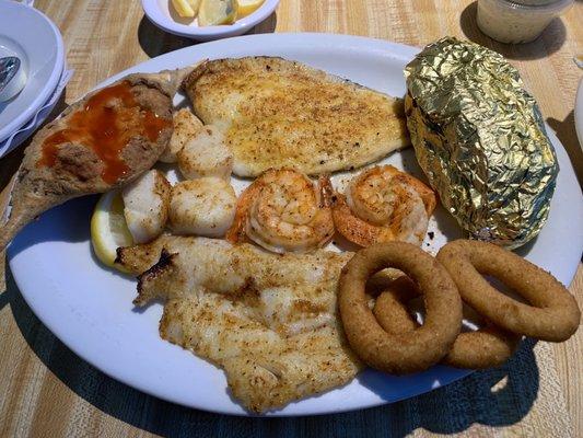 Broiled Mayflower Plate. $25 for overcooked, tasteless seafood...