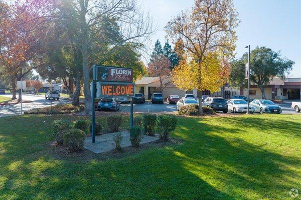 High school sign and parking