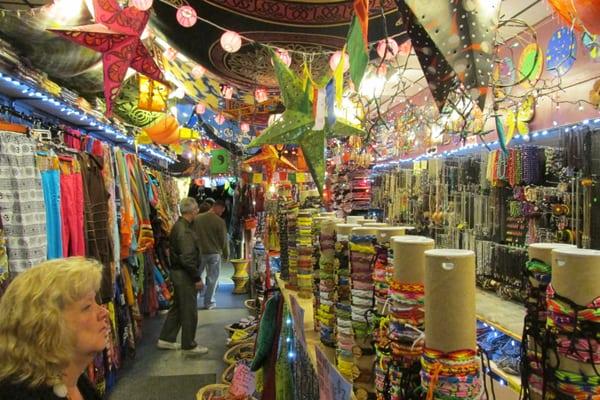 inside the store, filled with all kinds of bits and pieces, jewelry, etc.