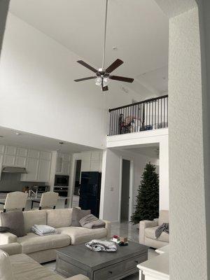 Removing ceiling fan and hanging 120 lb crystal chandelier