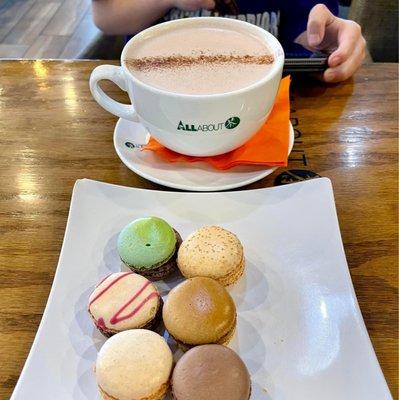 My 9 year old son loves getting hot chocolate and macarons here!