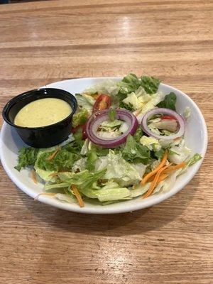 Side salad with honey mustard