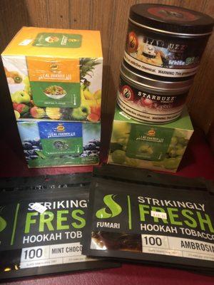 Few of the large variety of shisha flavors