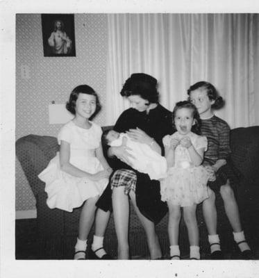 Alice with her four sisters in 1961. Alice is the one with her mouth open!