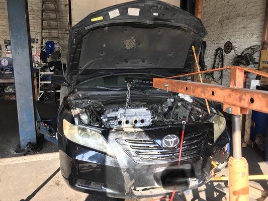 Complete Engine assembly removal and installation. 2007 Toyota Camry LE.