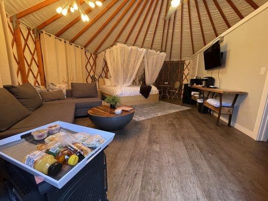 Inside of the yurt