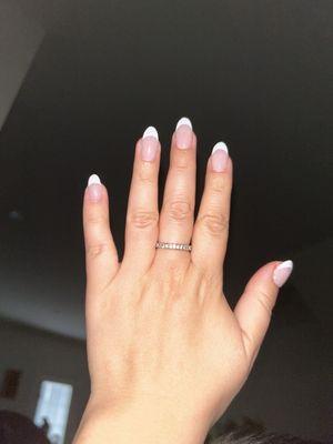 Free hand French tip acrylics'