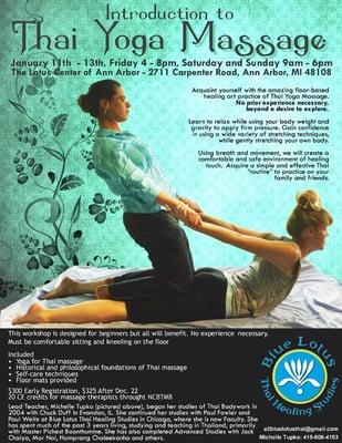 Intro to Thai Yoga Massage - January 11-13, 2013