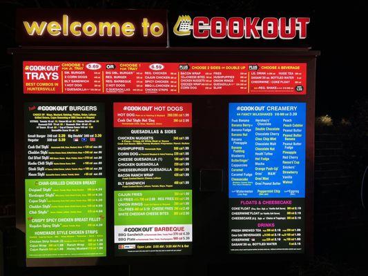 Cookout Menu