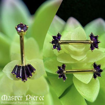 BVLA matching amethyst set in 14k gold.