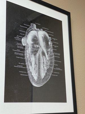 Heart drawing in exam room.