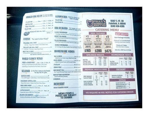 Menu @ Piggy's BBQ Wings & Fish.  15507 S IL-RT59, Plainfield, IL  Great BBQ & Beers Place! Cool!