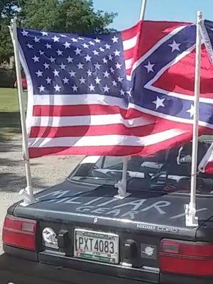 This is a violation of the flag code and an insult to the United States of America.