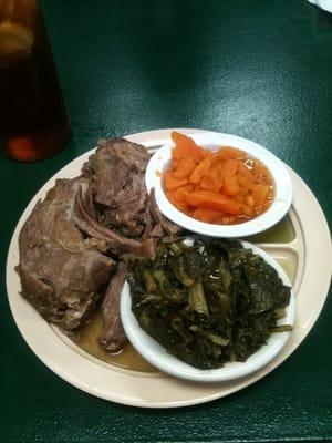 Meaty turkey necks, greens & sweet potatoes!