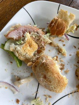 Tuna sub on a stale roll