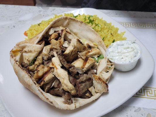 Mixed gyro (chicken & beef) - absolutely massive