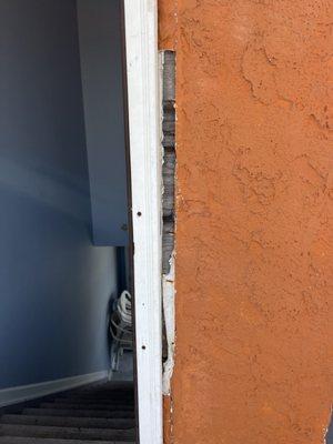 Frame around entrance to interior stairwell