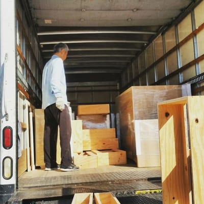 Our trucks are very spacious.  We've moved to the new house more than 50 cabinets today.