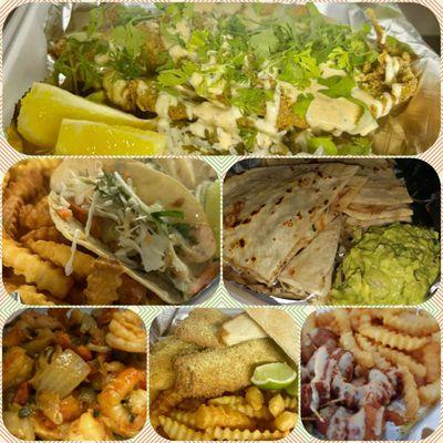 Selection of shrimp and fish platters