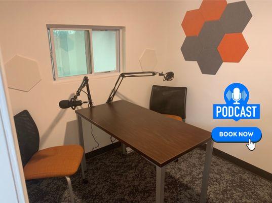 Create the perfect Podcast, Voice overs, or Audio book recordings in our Talk 360 room.