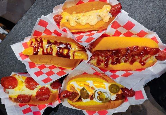 Crazy Dogs' signature hot dogs.