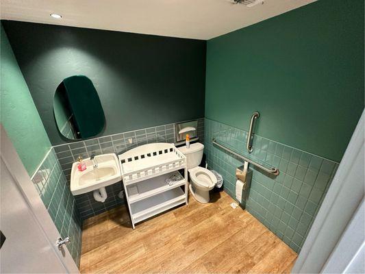 Clean gender-neutral bathrooms (this one with a baby changing table) 10/2024